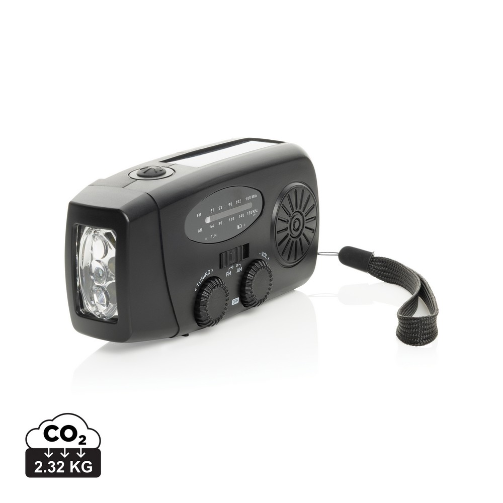 Radio survivalowe AM/FM, power bank 1800 mAh, latarka RescueWave