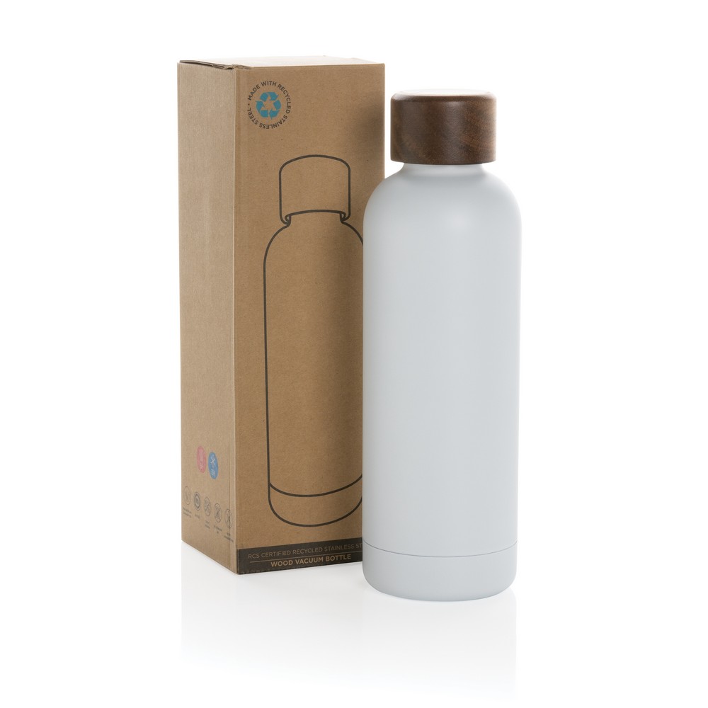 Butelka termiczna 500 ml Wood, stal nierdzewna z recyklingu