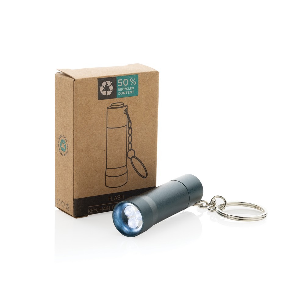 Brelok do kluczy z aluminium z recyklingu, latarka Flash