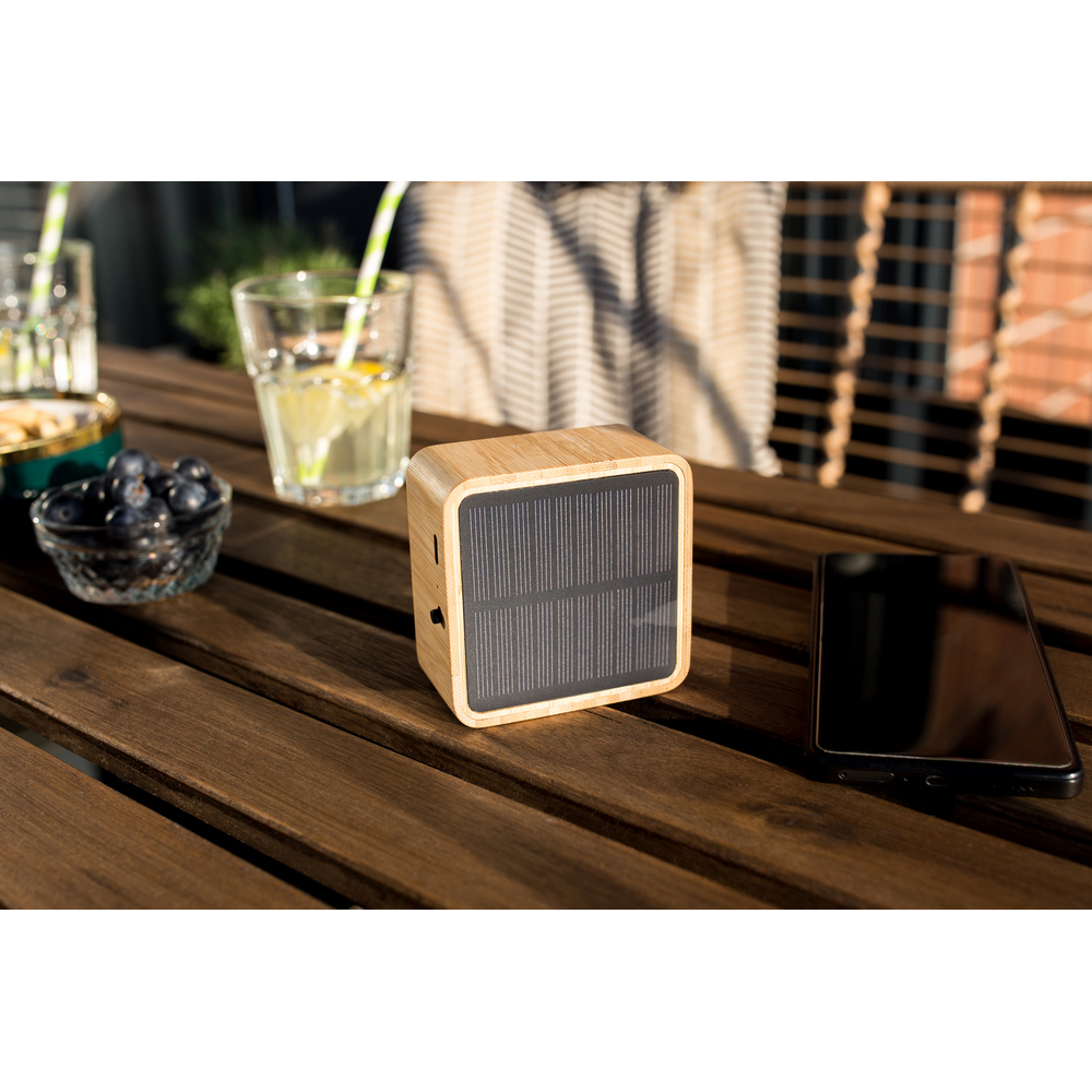 Bambusowy głośnik bezprzewodowy 3W B’RIGHT, panel słoneczny | Androwe