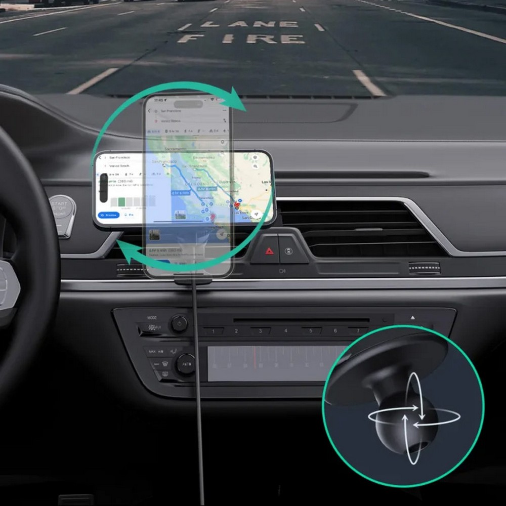 Samochodowy uchwyt do telefonu, magnetyczna ładowarka bezprzewodowa 15W Aukey