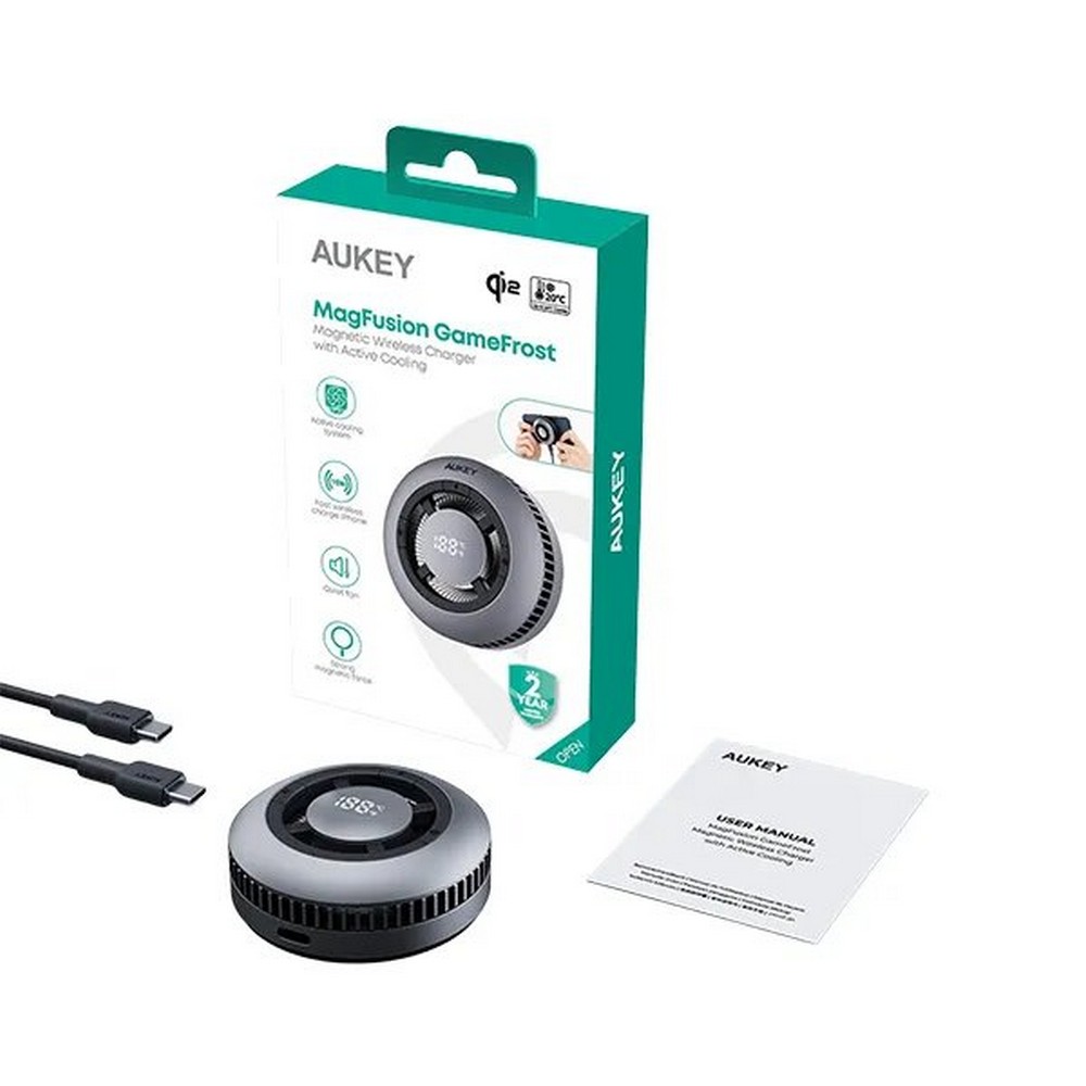Magnetyczna ładowarka bezprzewodowa 15W z wentylatorem Aukey