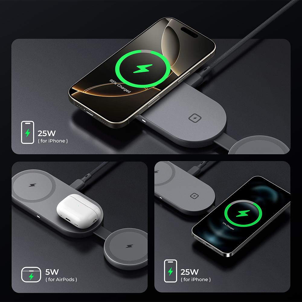 Ładowarka bezprzewodowa 3 w 1 25W Aukey