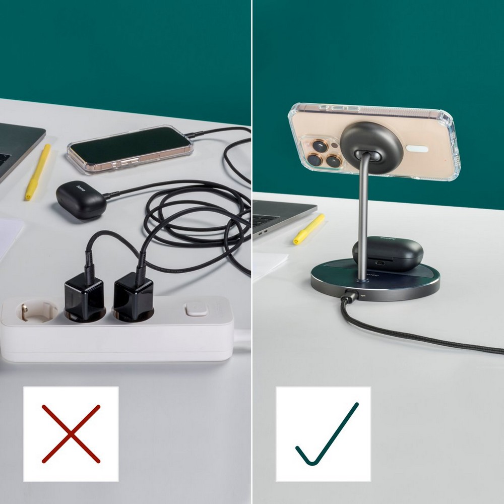 Magnetyczna ładowarka bezprzewodowa 2 w 1, 15W Hama