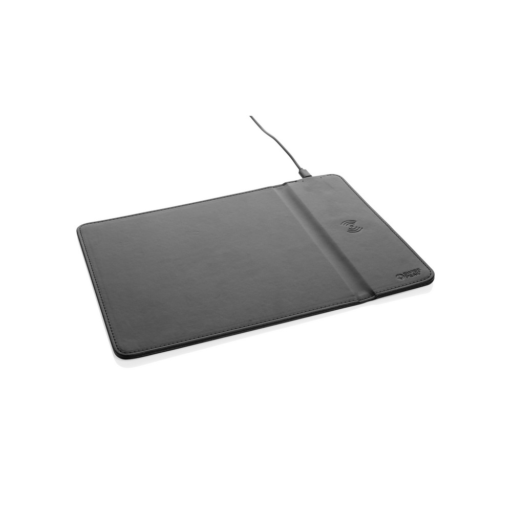 Podkładka pod mysz Swiss Peak, ładowarka bezprzewodowa 10W, PU z recyklingu